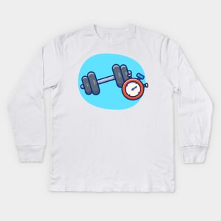 Dumbbell With Stopwatch Cartoon Kids Long Sleeve T-Shirt